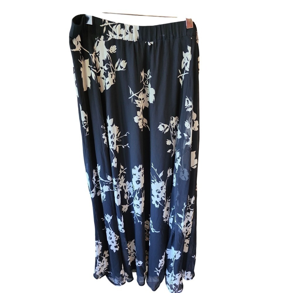 Lane Bryant Maxi Skirt 18/20 Womens Plus Size‎ Blue White Modest Elastic Waist